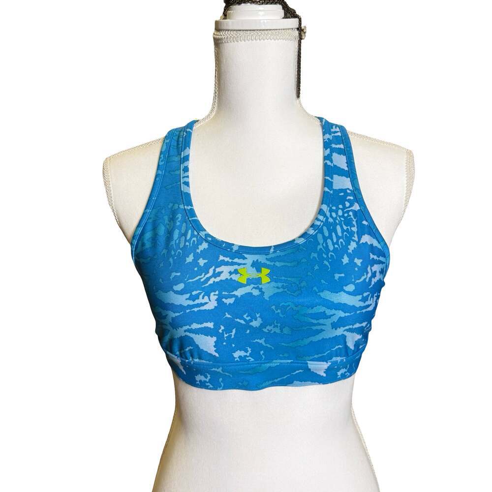 Under Armour HeatGear Compression Sports Bra Blue Camo Size L/G